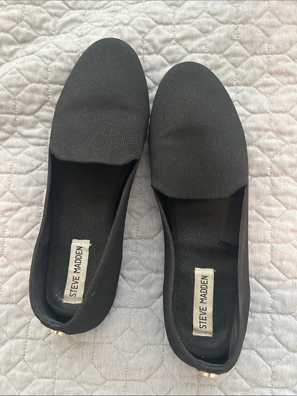 Steve Madden Black Women's Slip-On Flats with Gold Accent